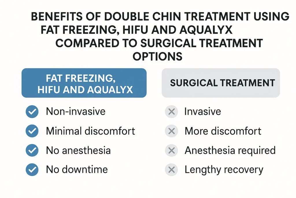 Graphic about the benefits of double chin treatment West Acton - from LA LIPO