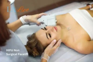 Woman having Hi-Fu to reduce wrinkles West Acton.